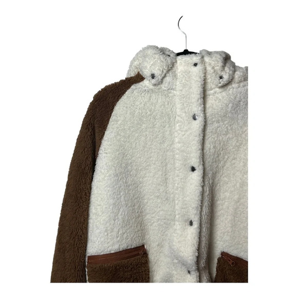 REVOLVE X PLUSH SHERPA COAT CREAM/BROWN IN COLOR SIZE XXL FULL ZIP/SNAPS BUTTONS - Picture 6 of 13